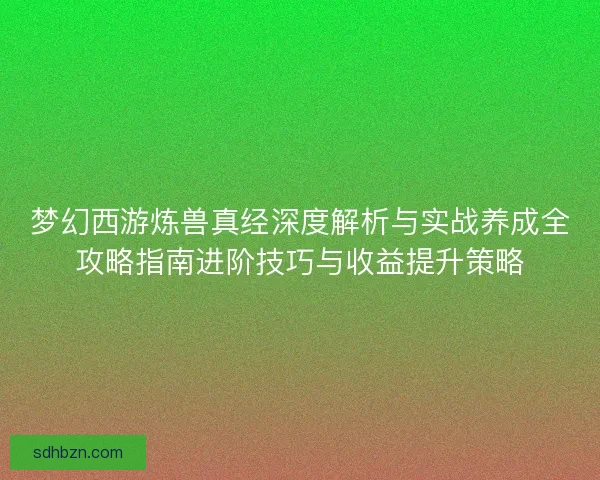 梦幻西游炼兽真经深度解析与实战养成全攻略指南进阶技巧与收益提升策略