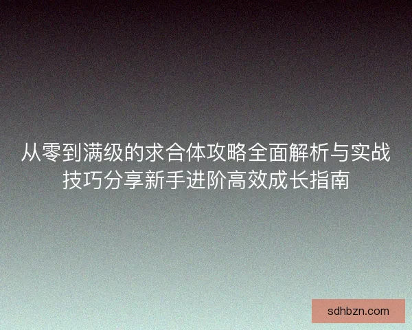 从零到满级的求合体攻略全面解析与实战技巧分享新手进阶高效成长指南