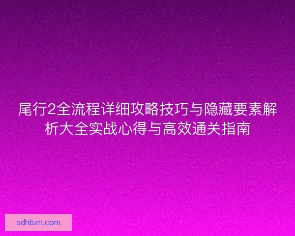 尾行2全流程详细攻略技巧与隐藏要素解析大全实战心得与高效通关指南